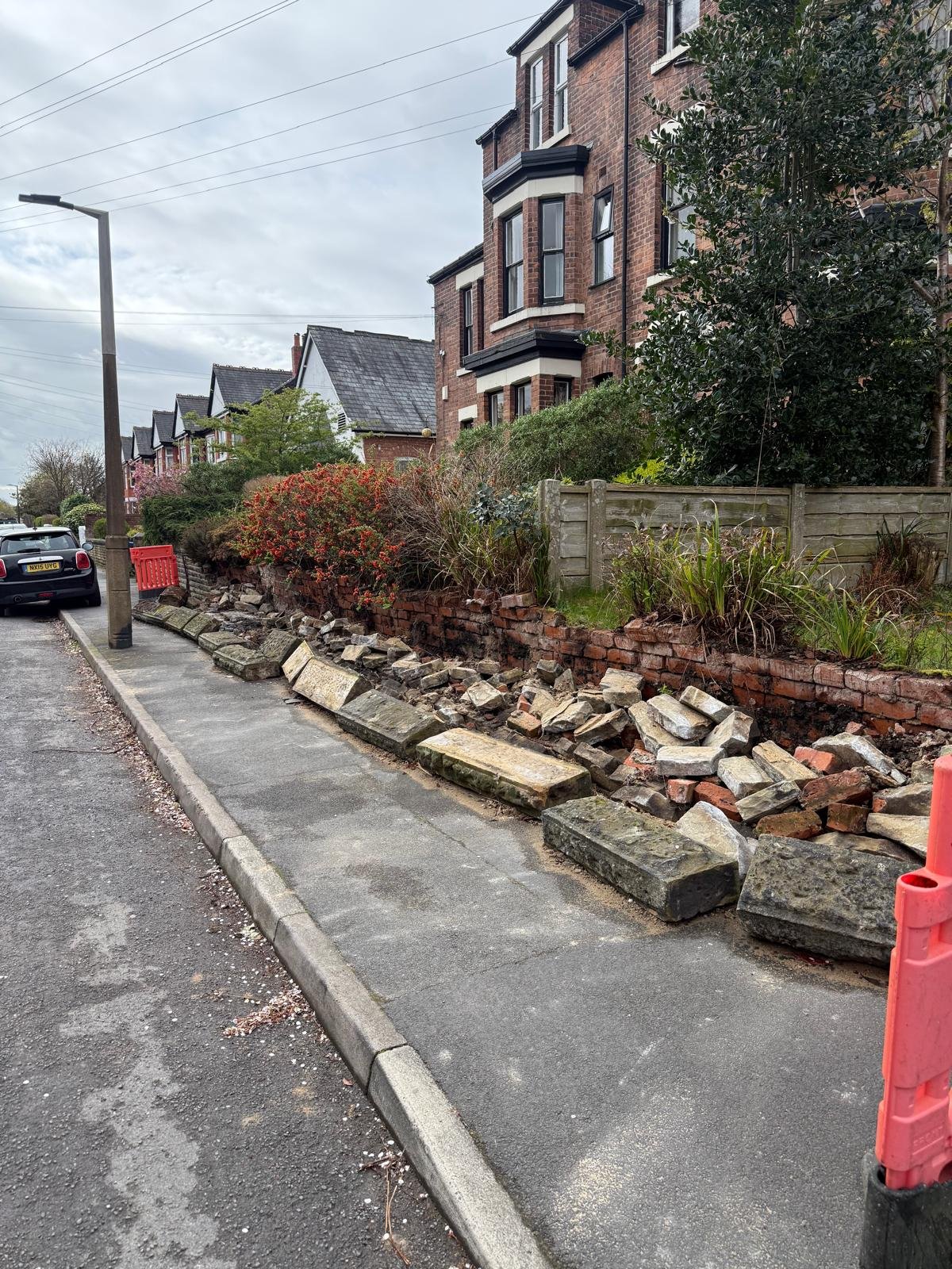 Brickwork repair problem and repaired wall example